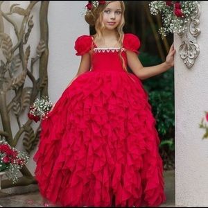 Dollcake heart on sleeve red frothy dress size 6